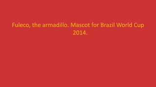 Fuleco, the armadillo. Mascot for Brazil World Cup
2014.
 