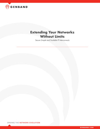Extending Your Networks
     Without Limits
  Secure Simple and Scalable IP Interconnects
 