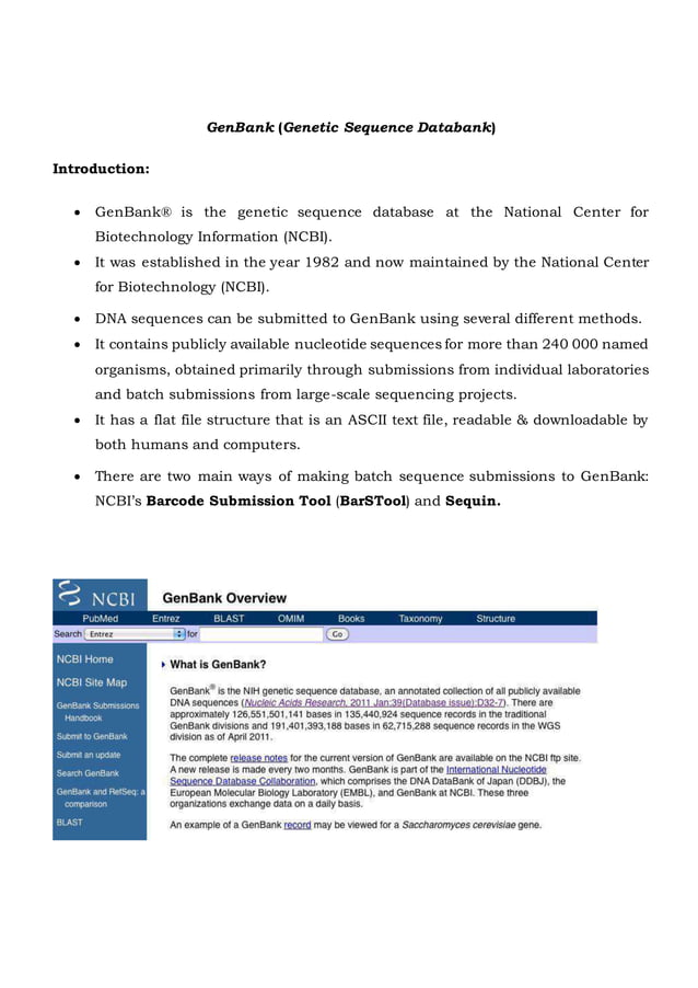 Gen bank sequence databank) PDF