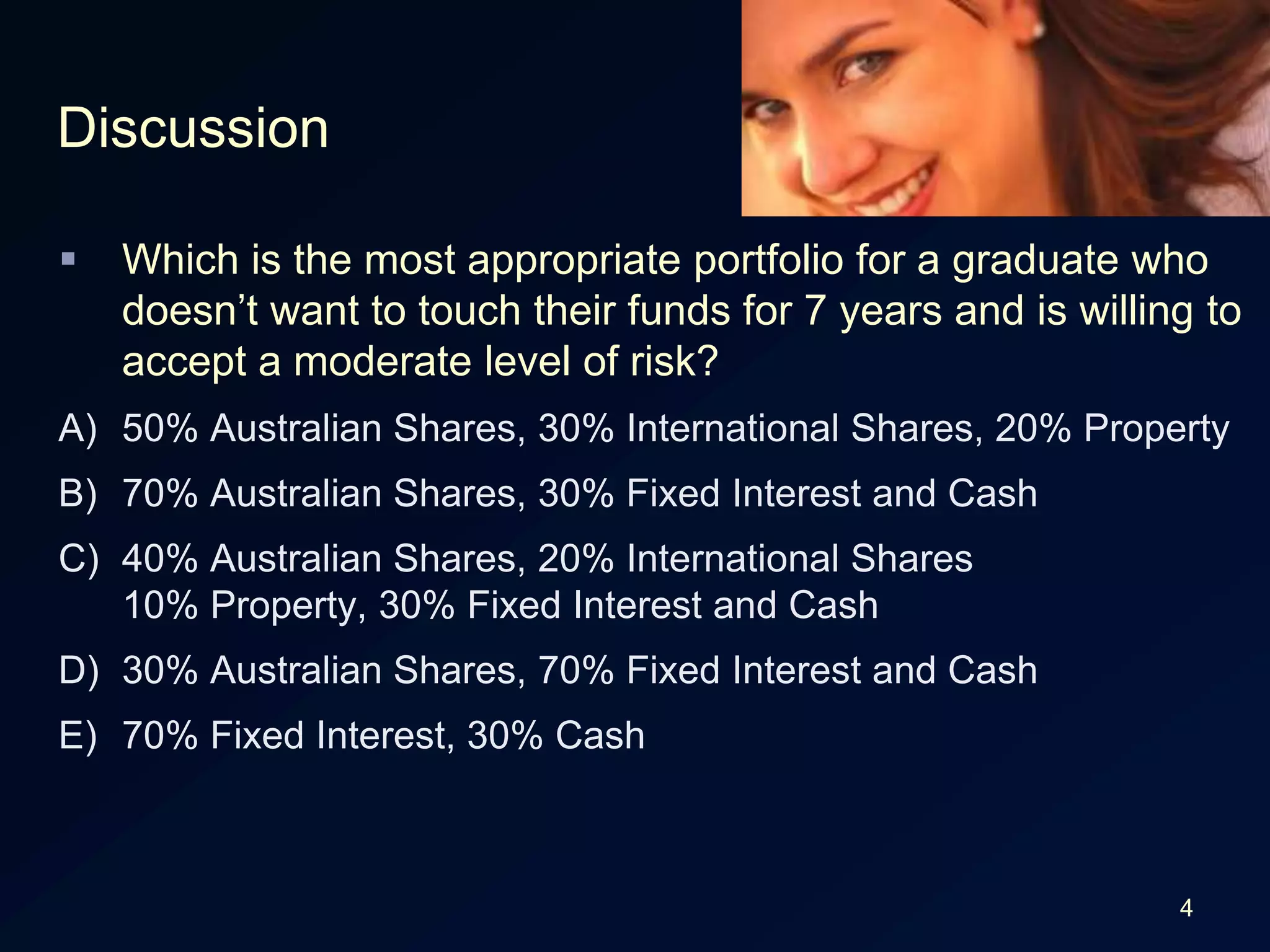 4Game - Arrange the following investments along the risk scale:Lower average returns over 10 years, but less uncertainty of returns in any given yearHigher average returns over 10 years, but more uncertainty of returns in any given year