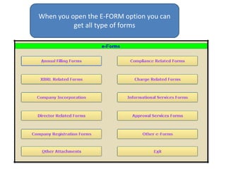 When you open the E-FORM option you can
get all type of forms
 