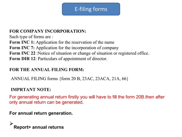MCA e-Filing Software | PDF