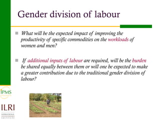 Analysis of priority commodities — Gender and technology perspectives