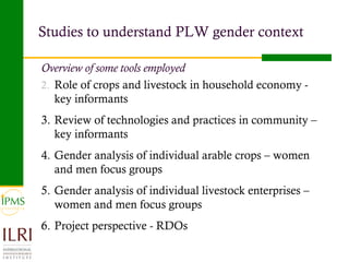 Analysis of priority commodities — Gender and technology perspectives