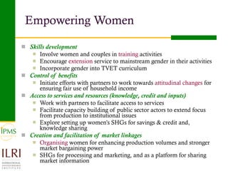 Analysis of priority commodities — Gender and technology perspectives