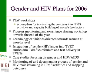 Analysis of priority commodities — Gender and technology perspectives