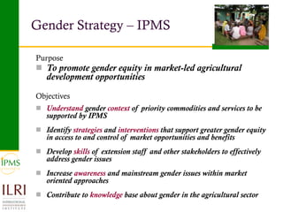 Analysis of priority commodities — Gender and technology perspectives