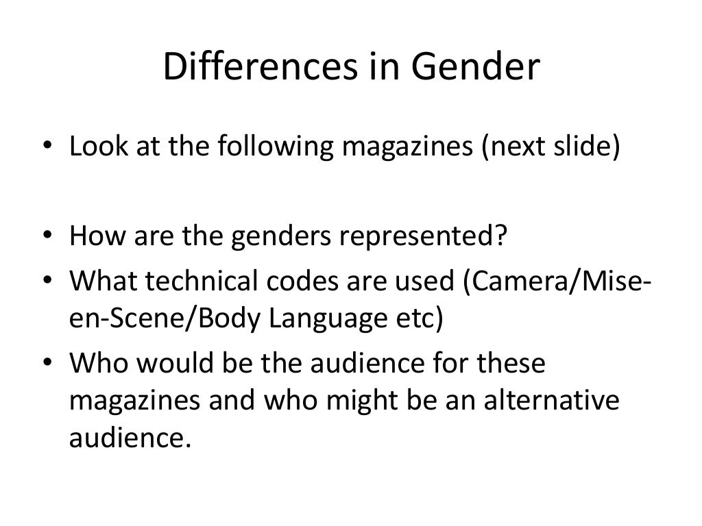 Representations of gender in the Media