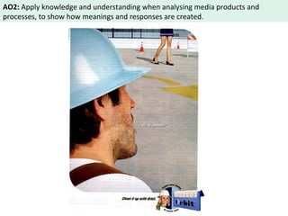 AO2: Apply knowledge and understanding when analysing media products and 
processes, to show how meanings and responses are created. 
 