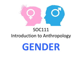 SOC111 
Introduction to Anthropology 
GENDER 
 
