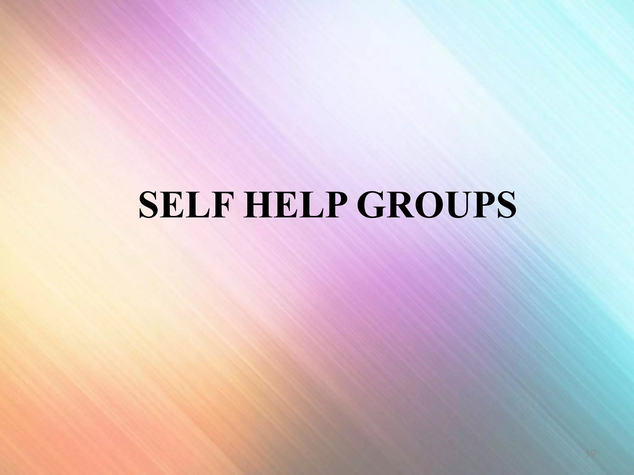 SELF HELP GROUPS
19
 