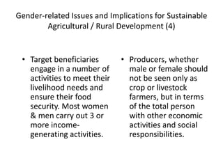 Gender related issues and implications for sustainable agricultural …