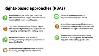 Progress
• Recognition of and attention to the rights of
IP/LCs in international agreements and
national legal systems (mo...
