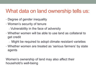 Gender agriculture & climate change. What we need to know