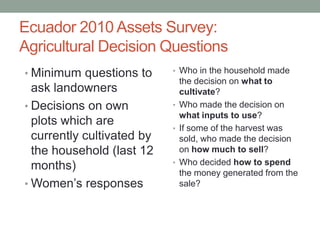 Gender agriculture & climate change. What we need to know