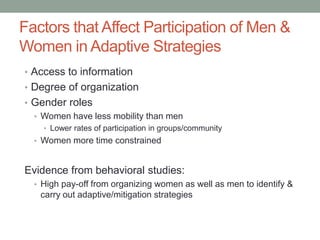 Gender agriculture & climate change. What we need to know