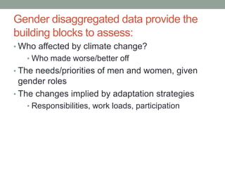 Gender agriculture & climate change. What we need to know