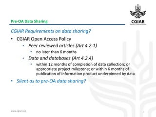 Pre-open access data sharing
