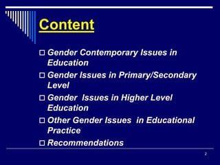 Gender and contemporary issues in education | PPT