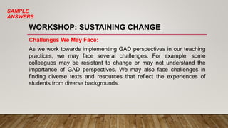 Gender and Development Workshops for Training | PPTX