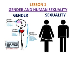 LESSON 1
GENDER AND HUMAN SEXUALITY
GENDER SEXUALITY
 