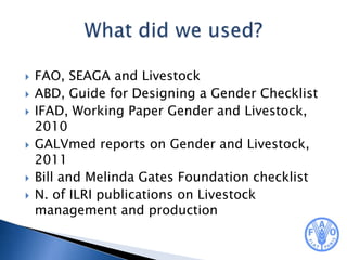 Gender and livestock checklists