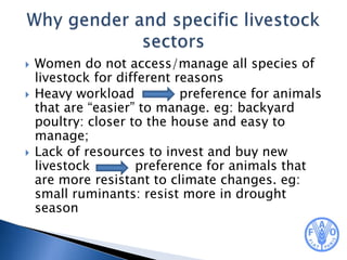 Gender and livestock checklists