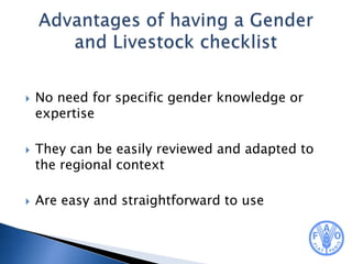 Gender and livestock checklists