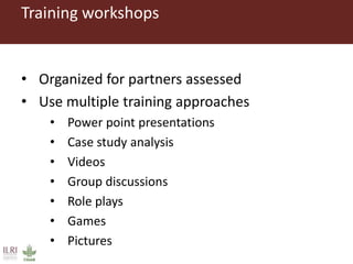 Approaches to strengthen the capacity to integrate gender in agricultural research programs