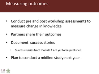 Approaches to strengthen the capacity to integrate gender in agricultural research programs