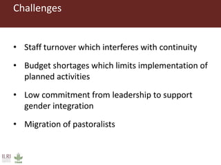 Approaches to strengthen the capacity to integrate gender in agricultural research programs