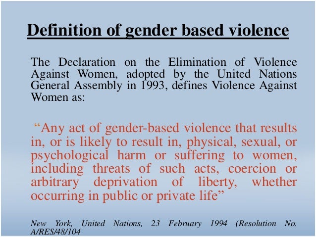 Gender Based Violence Definition United Nations