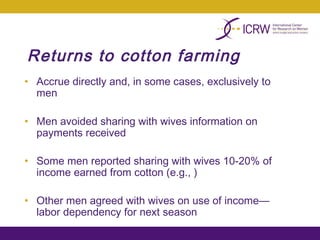 Integrating gender into a small-scale cotton development program