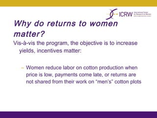 Integrating gender into a small-scale cotton development program