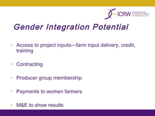 Integrating gender into a small-scale cotton development program
