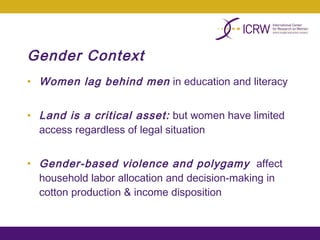 Integrating gender into a small-scale cotton development program