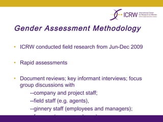 Integrating gender into a small-scale cotton development program