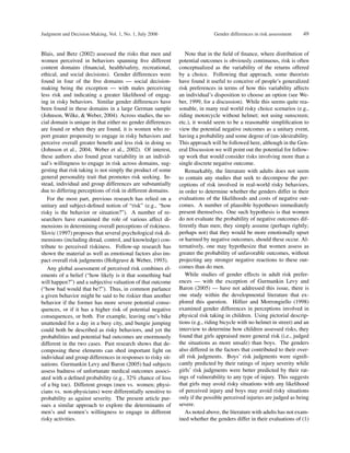 Gender differences in risk assessmen | PDF