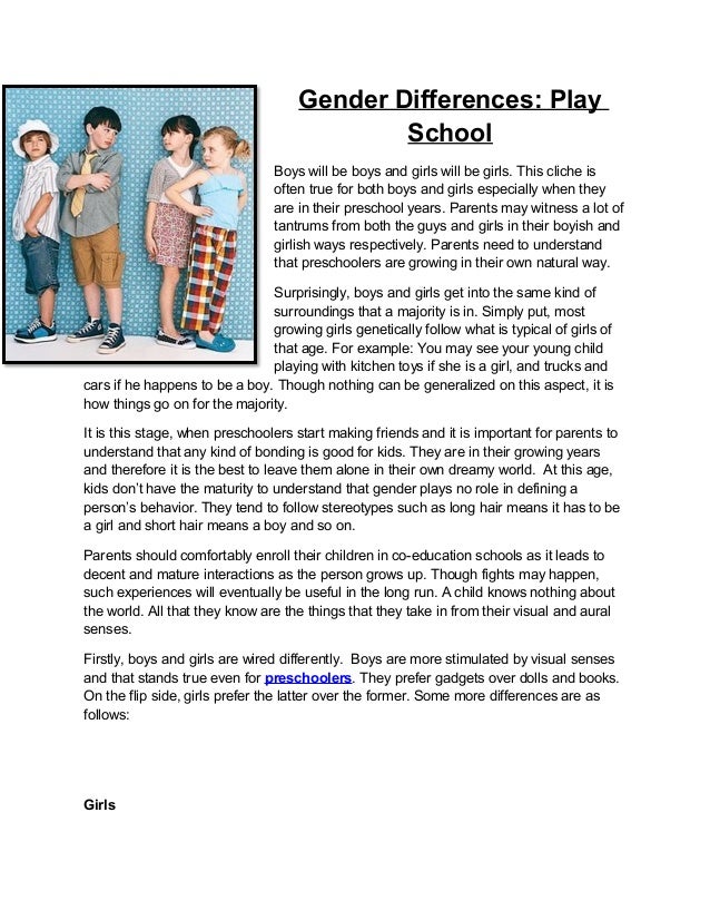 Gender Differences Preschool