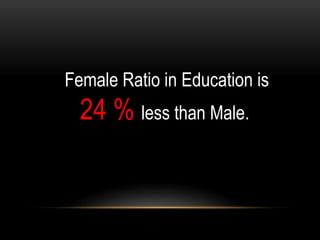 Female Ratio in Education is
24 % less than Male.
 