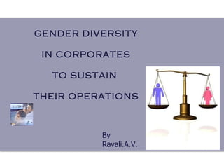 GENDER DIVERSITY IN CORPORATES  TO SUSTAIN  THEIR OPERATIONS By Ravali.A.V. 