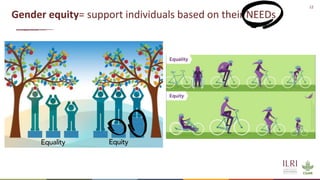 12
Gender equity= support individuals based on their NEEDs
 