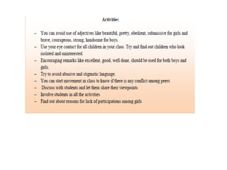 Gender equity movement in schools