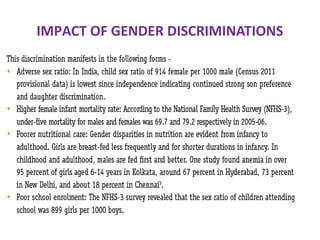 IMPACT OF GENDER DISCRIMINATIONS
 