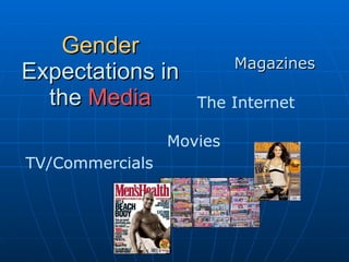 Gender  Expectations in   the   Media Magazines The Internet Movies TV/Commercials 