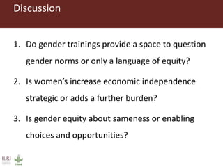 From gender analysis to transforming gender norms: Using empowerment pathways to enhance gender equity and food security in Tanzania