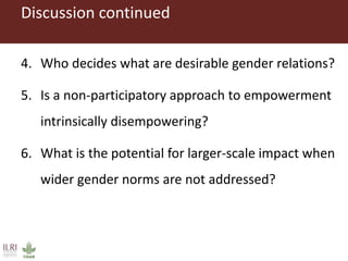 From gender analysis to transforming gender norms: Using empowerment pathways to enhance gender equity and food security in Tanzania