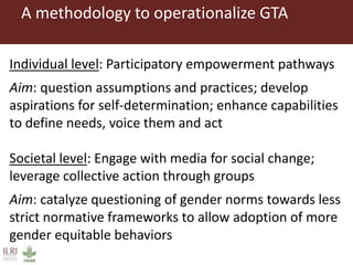 From gender analysis to transforming gender norms: Using empowerment pathways to enhance gender equity and food security in Tanzania