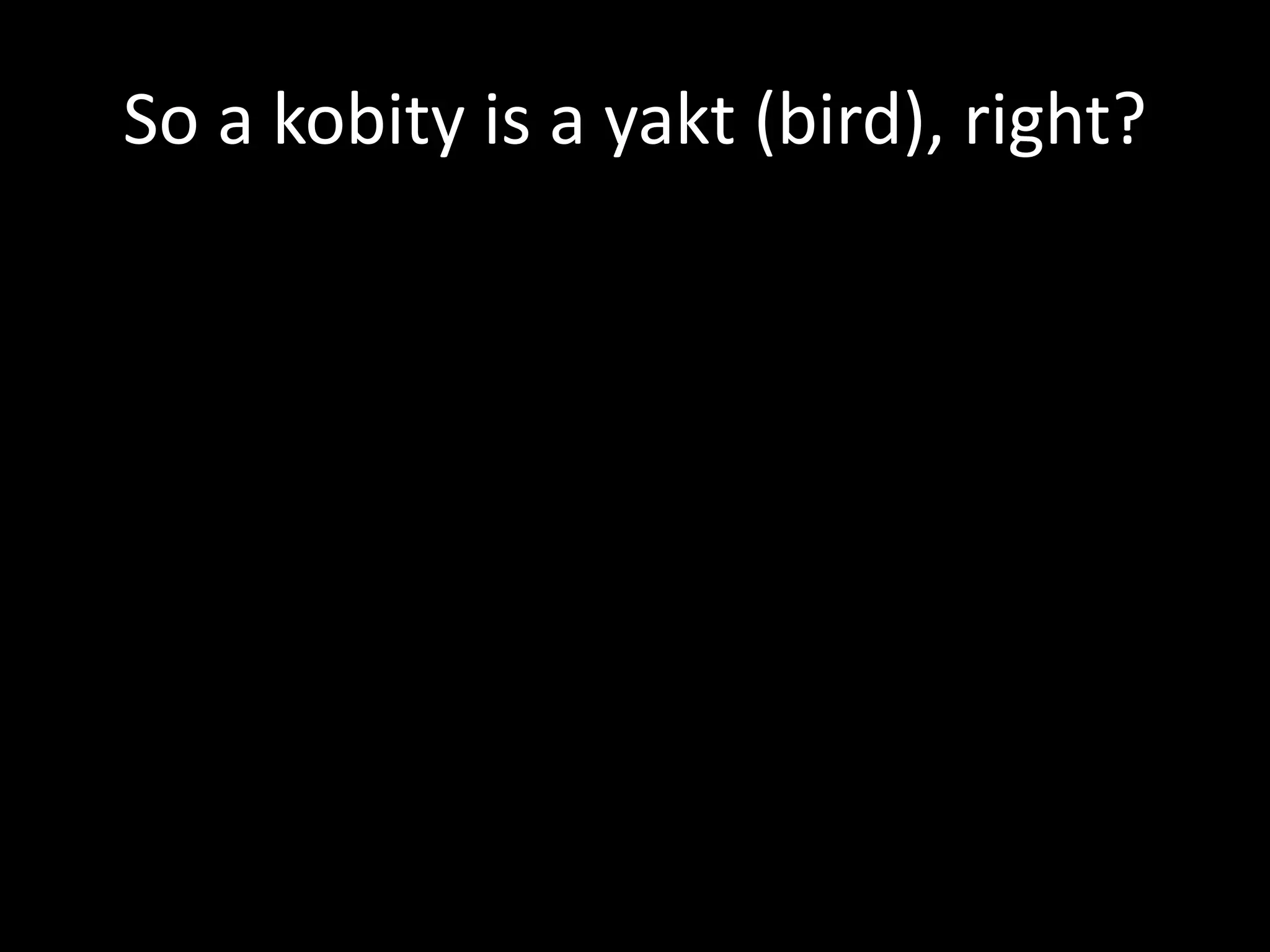 So a kobity is a yakt (bird), right?
 
