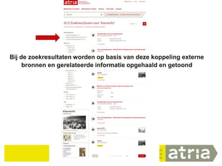 9
Bij de zoekresultaten worden op basis van deze koppeling externe
bronnen en gerelateerde informatie opgehaald en getoond
 